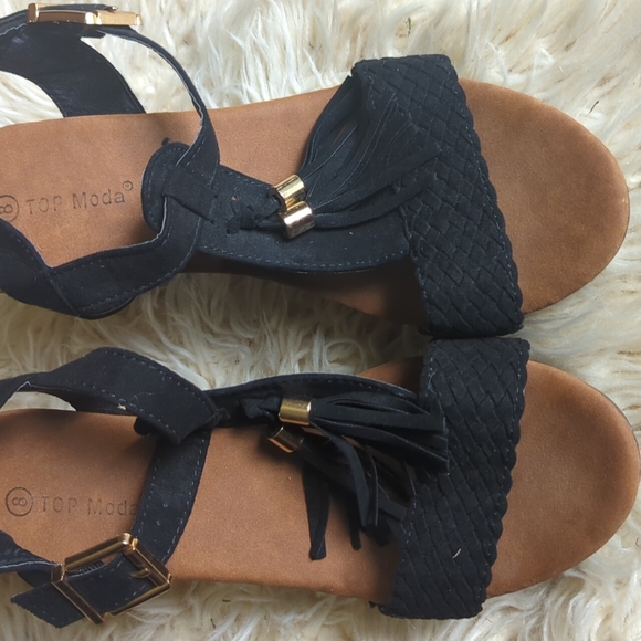 Top Moda Ferry-36 Women's Tassel Braided T-Strap Platform Clog Sandals 8M - Picture 6 of 8